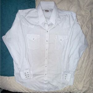 Ely Cattleman Western Plaid Black and White Pearl Snap Button Down Shirt